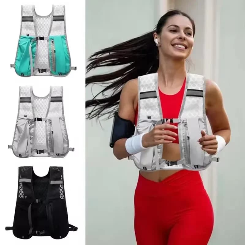 Cycling and Light Running vest with Reflective Pockets and Phone Door, Hydrating Backpack for Bikes and Race
