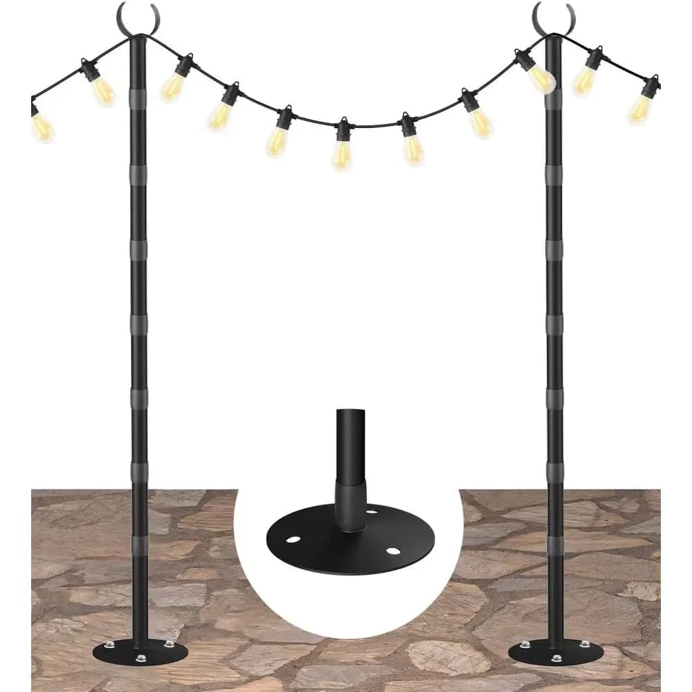 Pali per Luci a Corda da 10t o Supporti per Superfici Dure, Supporto per Luci da Esterno o Illuminazione per Feste in Giardino e Patio, Pali in Metallo Resistenti