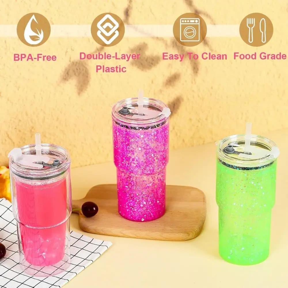 Bicchieri Mason Jar Fai-da-Te da 18oz, Bottiglie d'Acqua Riutilizzabili a Doppio Strato, Tumbler Resistente alle Rotture con Effetto Globo di Neve, Regali per le Feste