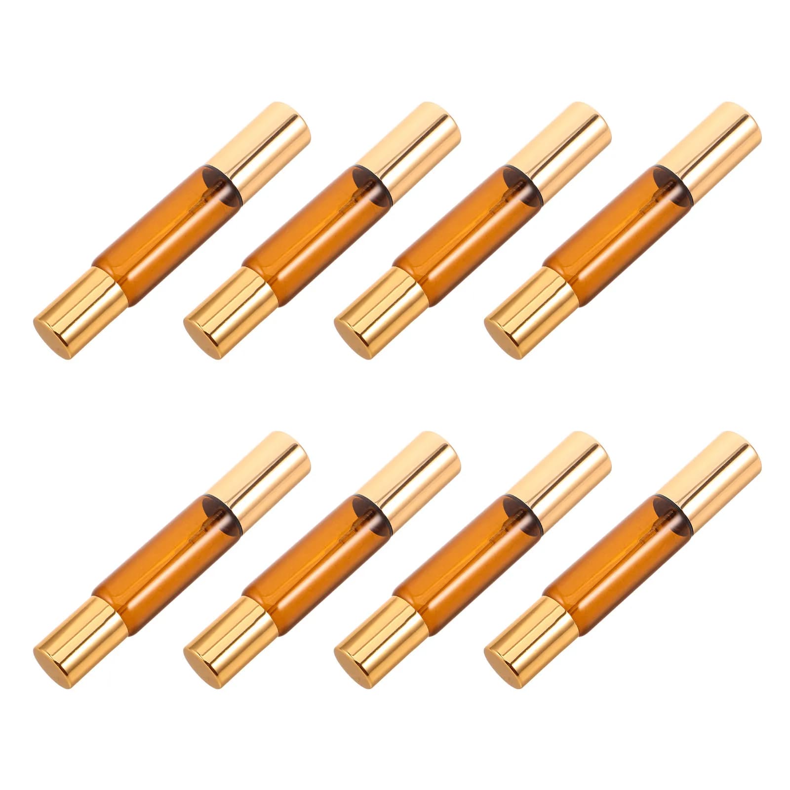 8Pcs Essential Oil Roller Bottles Amber Glass Dual-Head Refillable Leakproof Perfume Spray Bottles Travel Aromatherapy Facial