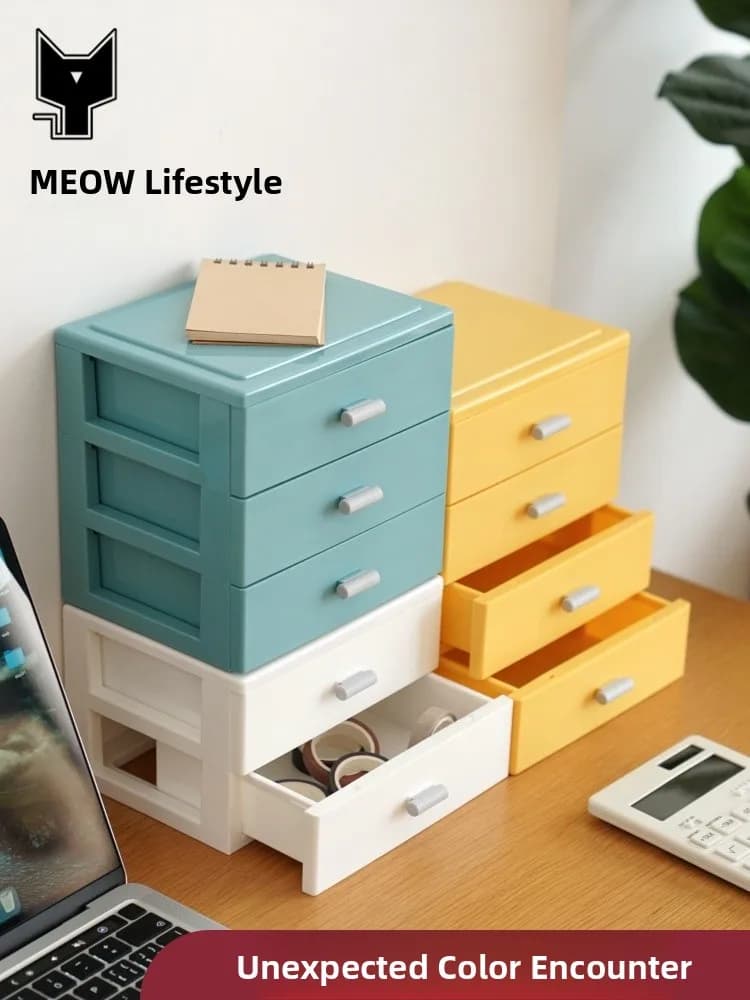 Desk box, office organizer, cosmetics, various articles, for students, in rectangular plastic, simple and versatile.