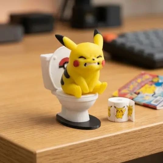 Pokemon Desktop Stress Relief Ornament Mini Sitting On Toilet Figurine Healing Funny Tabletop Decor Trendy Play Ornaments
