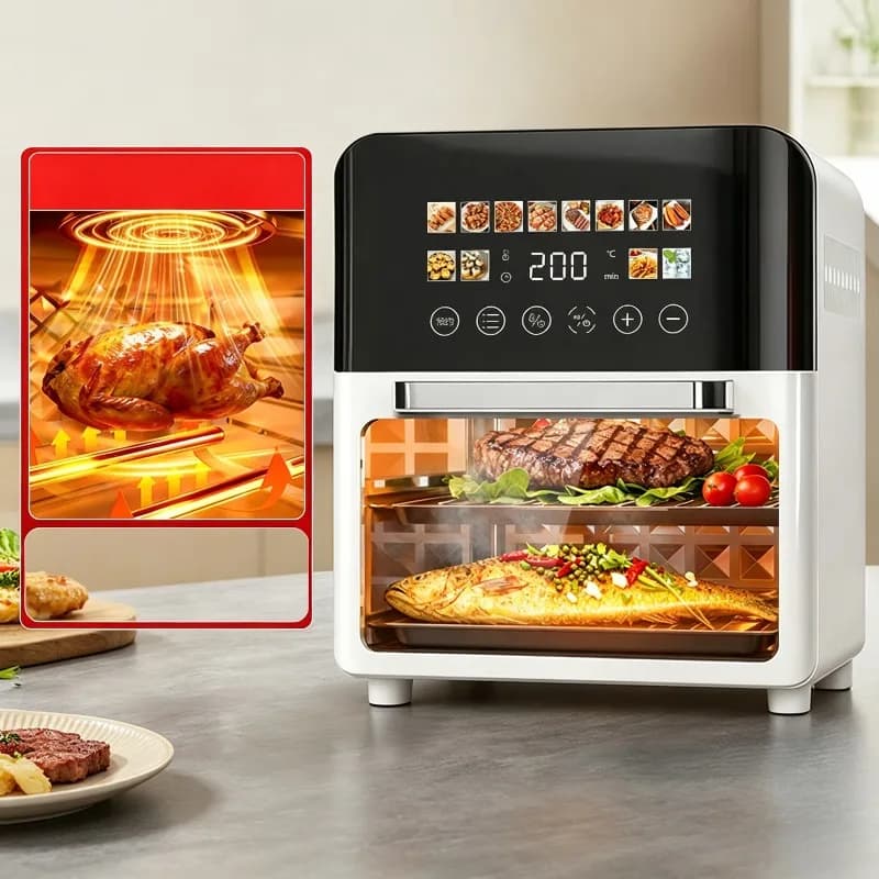 Air fryer 20L household visual dual heat source automatic flip free multifunctional touch screen oven all-in-one machine