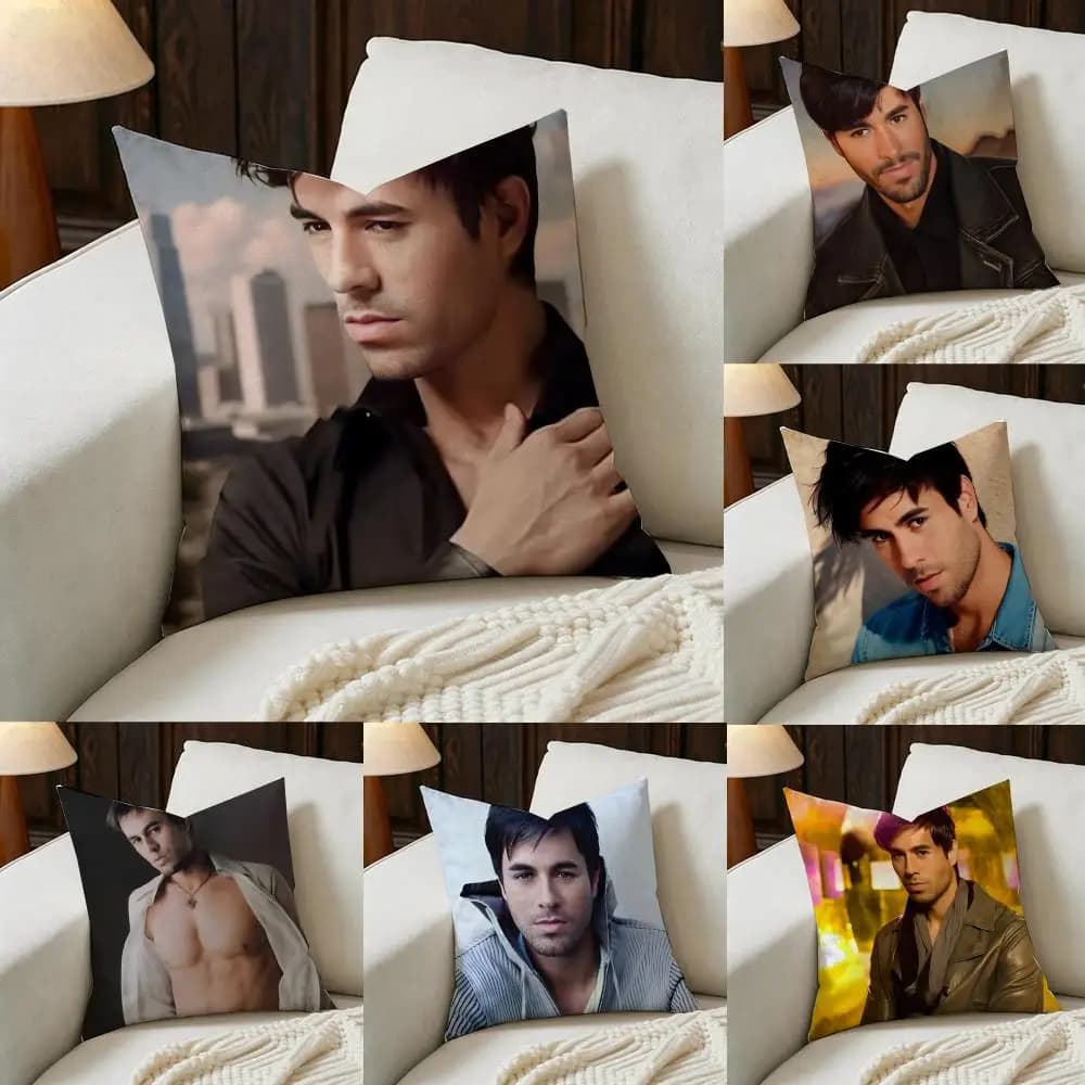E-Enrique Iglesias Cushion Cover Natural Linen Pillowcase Set, All-in-One Decor for Sofa, Bedroom & Chair