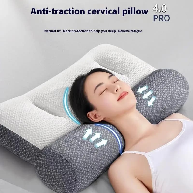 Supporto cervicale Aiuto per il sonno Design zonato con trazione inversa con nucleo lavorato a maglia in fibra di soia Cuscino ortopedico per uso domestico/dormitorio