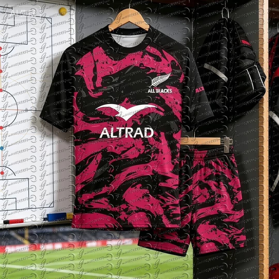 T-shirt da rugby a maniche corte per genitori e figli Picton All Black Pluma Match, girocollo, ad asciugatura rapida, per fitness all'aperto