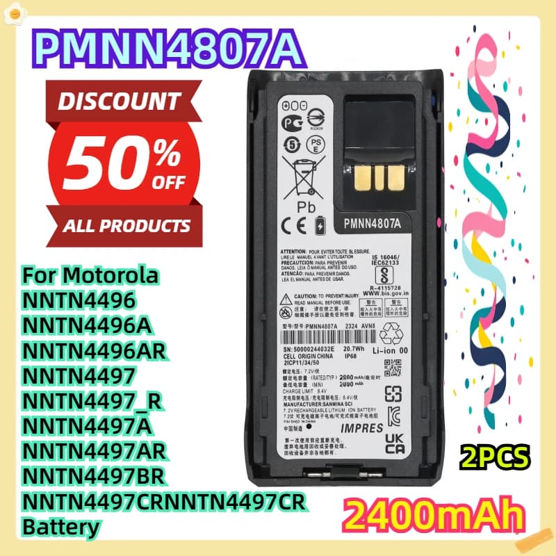 Per Motorola R7 Walkie Talkie PMNN4807 PMNN4807A PMNN4808A PMNN4809 PMNN4810 PMNN4810A Batteria 2 pezzi
