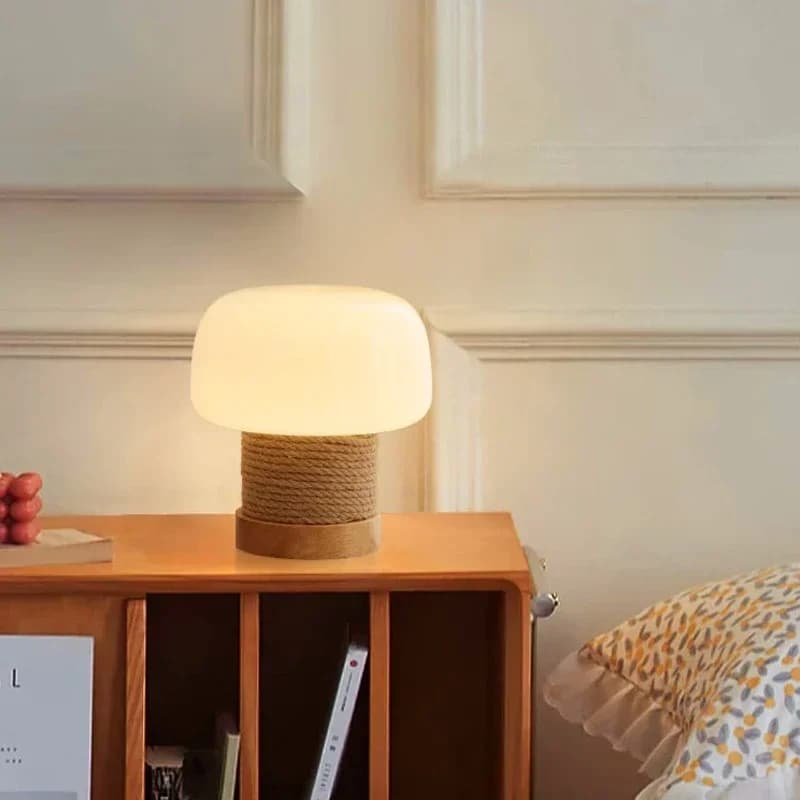 Cream wind desk lamp bed net red atmosphere twine solid wood glass chandelier Bedroom study living room decorative lamps