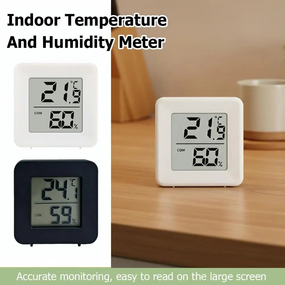 Mini Digital Room Thermometer Hygrometer - Wall Mount LCD Temperature Humidity Gauge for Home
