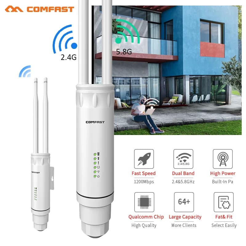 COMFAST AC1200/AC1300 Outdoor AP Router 2.4G/5G Dual Band Long Range Signal Extender Amplifier Wireless WiFi Repeater Waterproof