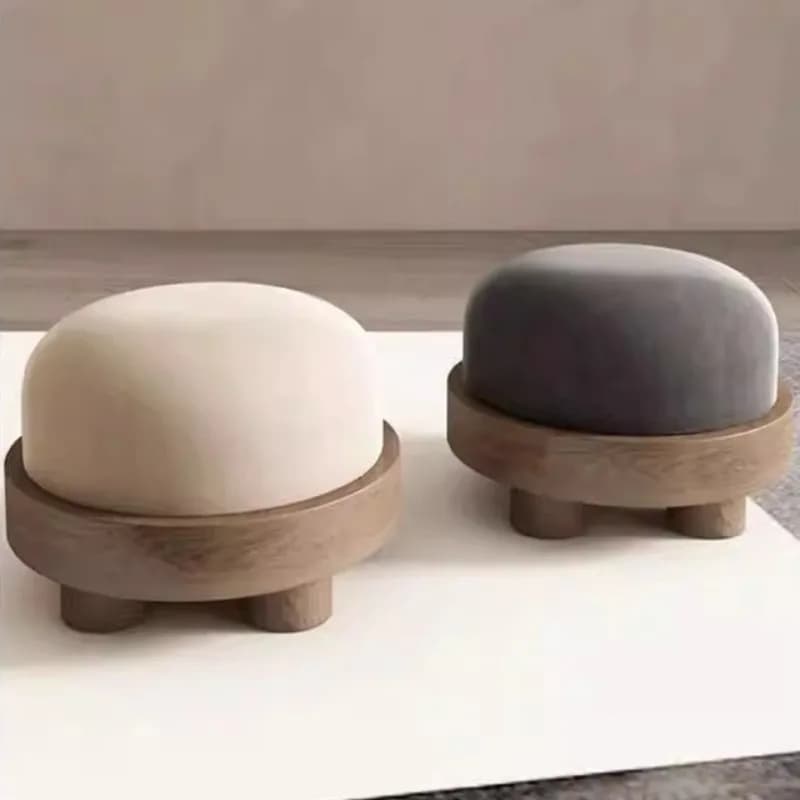 Solid Wood Floor Cushion, Lazy Pouf Ottoman for Sitting on Ground, Low Tatami Stool for Meditation, Multi-Purpose Entryway Bench