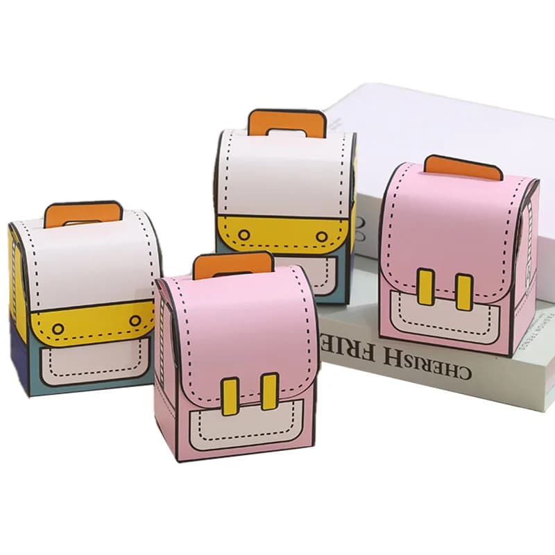 Scatola di caramelle a forma di zainetto da 25/50 pezzi torna a scuola scatola di imballaggio regalo di carta portatile forniture per feste di compleanno per bambini