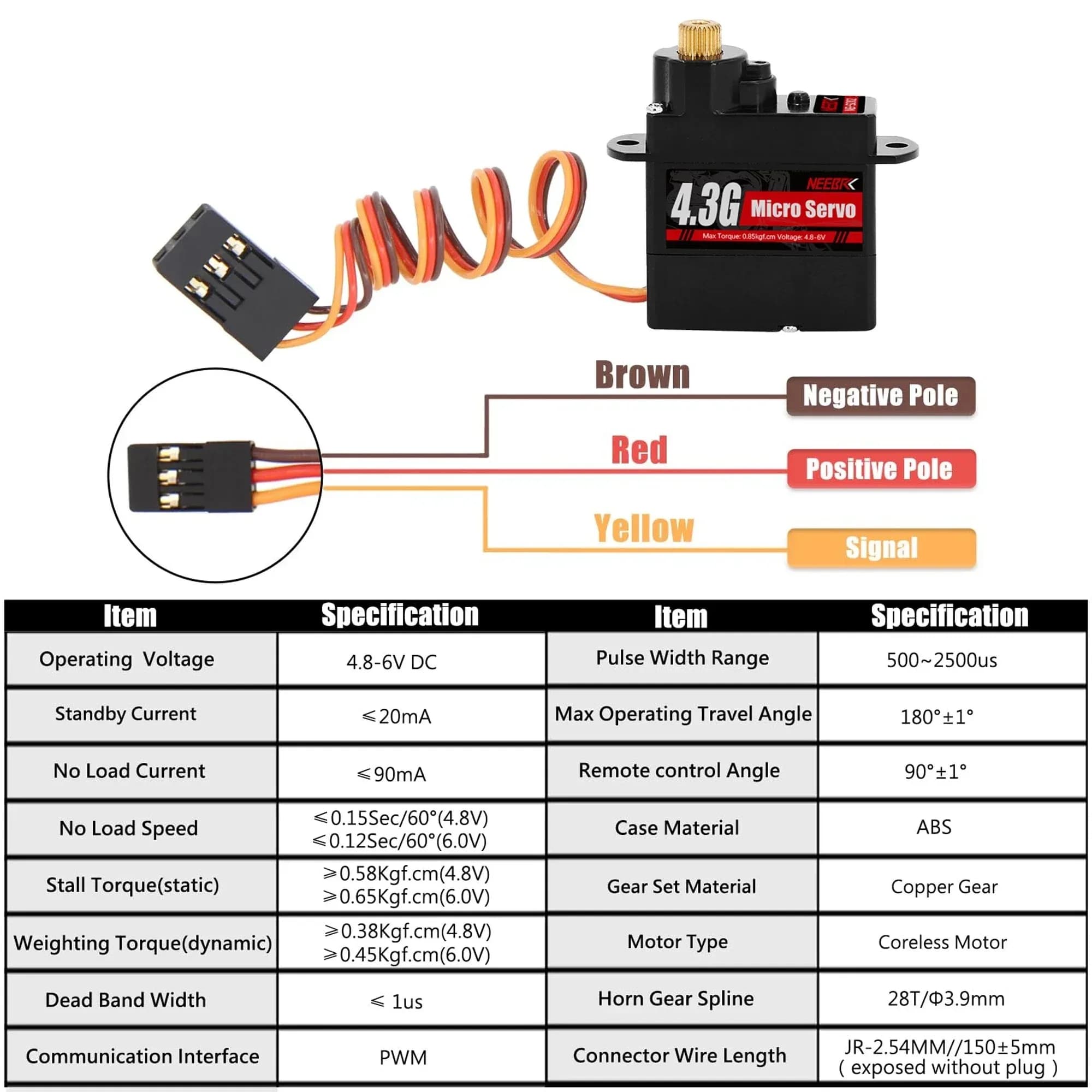 Servo Digitale Impermeabile NEEBRC 2/4.3/5/21G 7/12KG con Ingranaggi in Metallo per Auto RC 1/10 1/12 1/16 1/18, Crawler, Aerei, Wltoys K969 K989