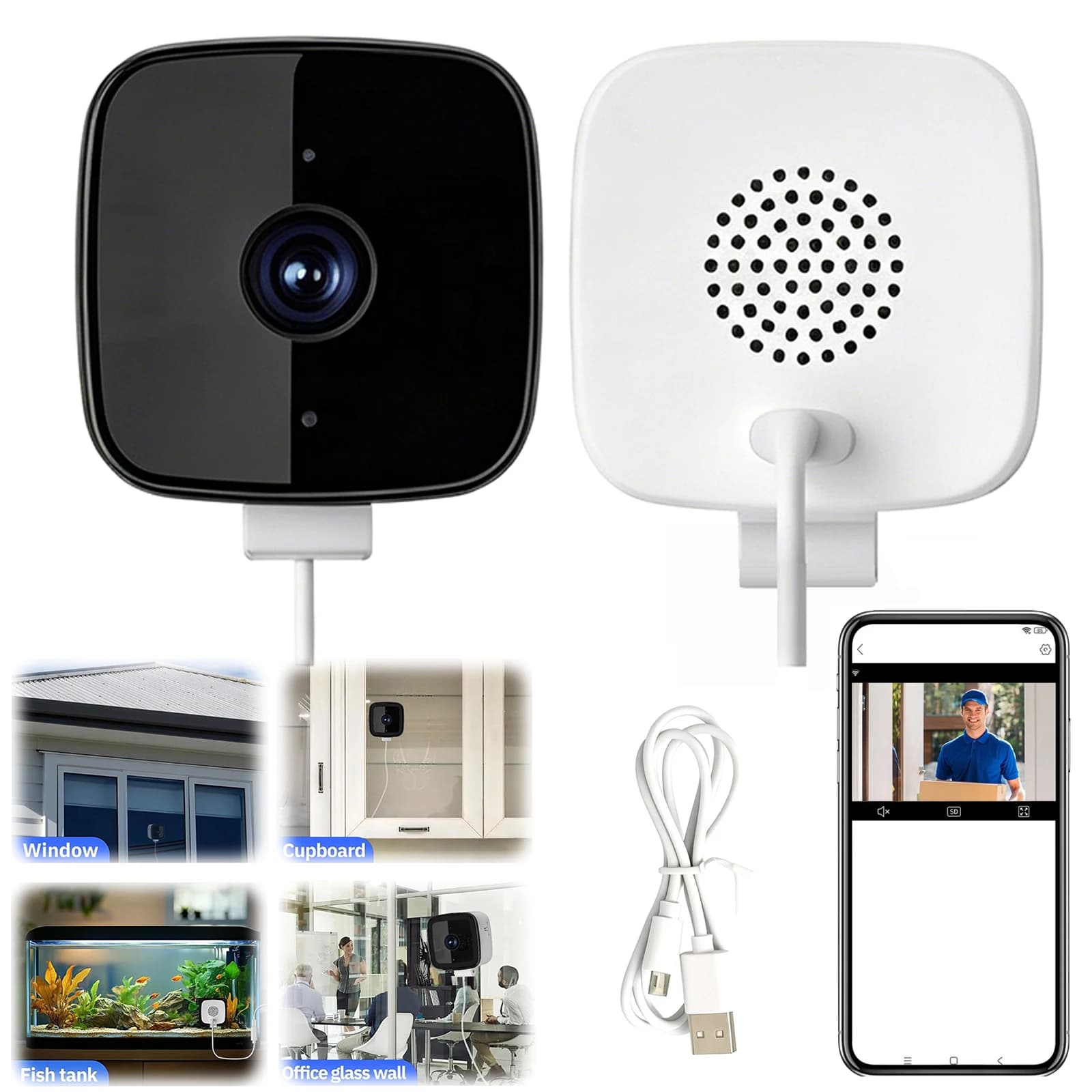 Telecamera di Sorveglianza WiFi 1080P con Visione Notturna e Rilevamento del Movimento, Audio Bidirezionale per Monitoraggio Casa, Bambini e Animali Domestici