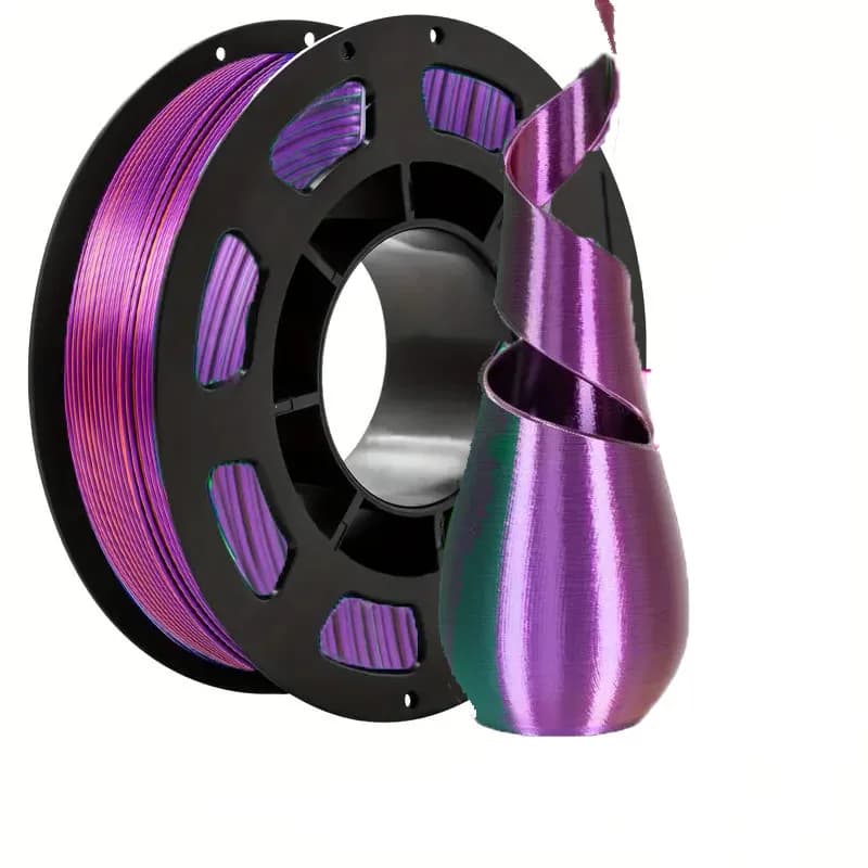 3D Printer Filament in PLA Silk 1.75mm 250g, PLA Green Silk Purple Copper, Dimensional Accuracy +/-0.02mm