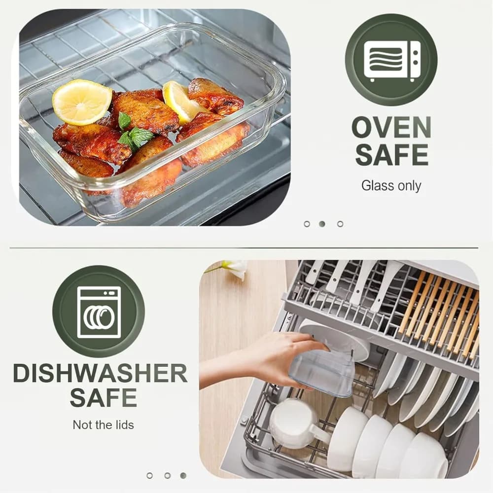 Set di Contenitori in Vetro per Alimenti, 30 Pezzi, Ermetici, per Preparazione Pasti, con Coperchi, Adatti per Microonde, Forno e Congelatore