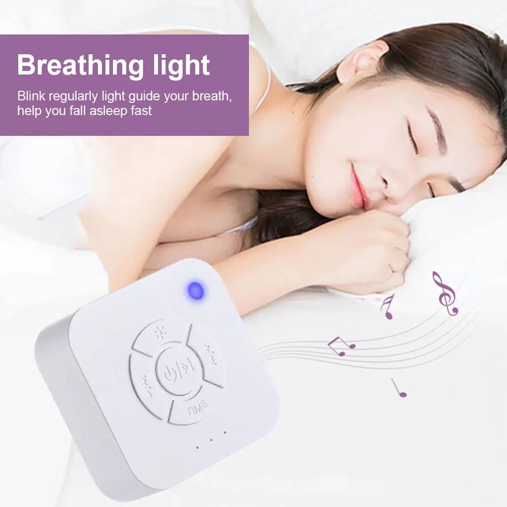 Mini White Noise Sound Machine Sleep Soother con 9 suoni rilassanti Timer per luce respiratoria ricarica di tipo C per viaggi per adulti