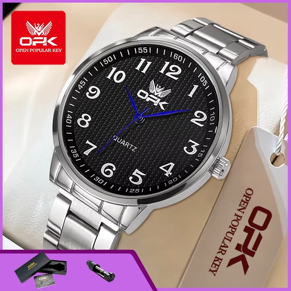 OPK 6008 Men's Quartz Watches with Steel, Classic and Simple Strap with Numerical Scale, Men's Business Clock