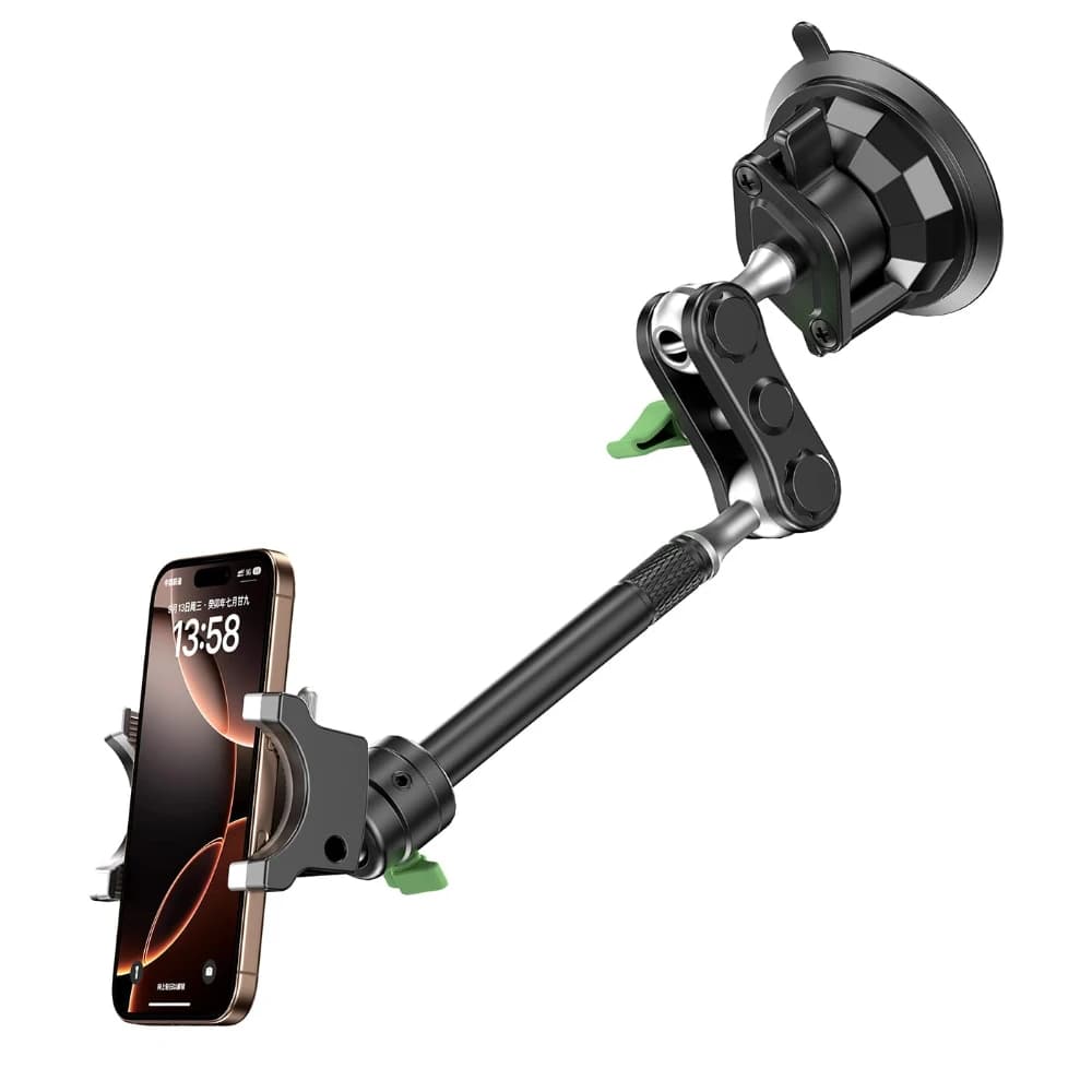 Supporto universale per telefono da auto in metallo, 360 ° Rotazione per parabrezza/cruscotto, supporto a ventosa per iPhone Samsung Tutti gli smartphone