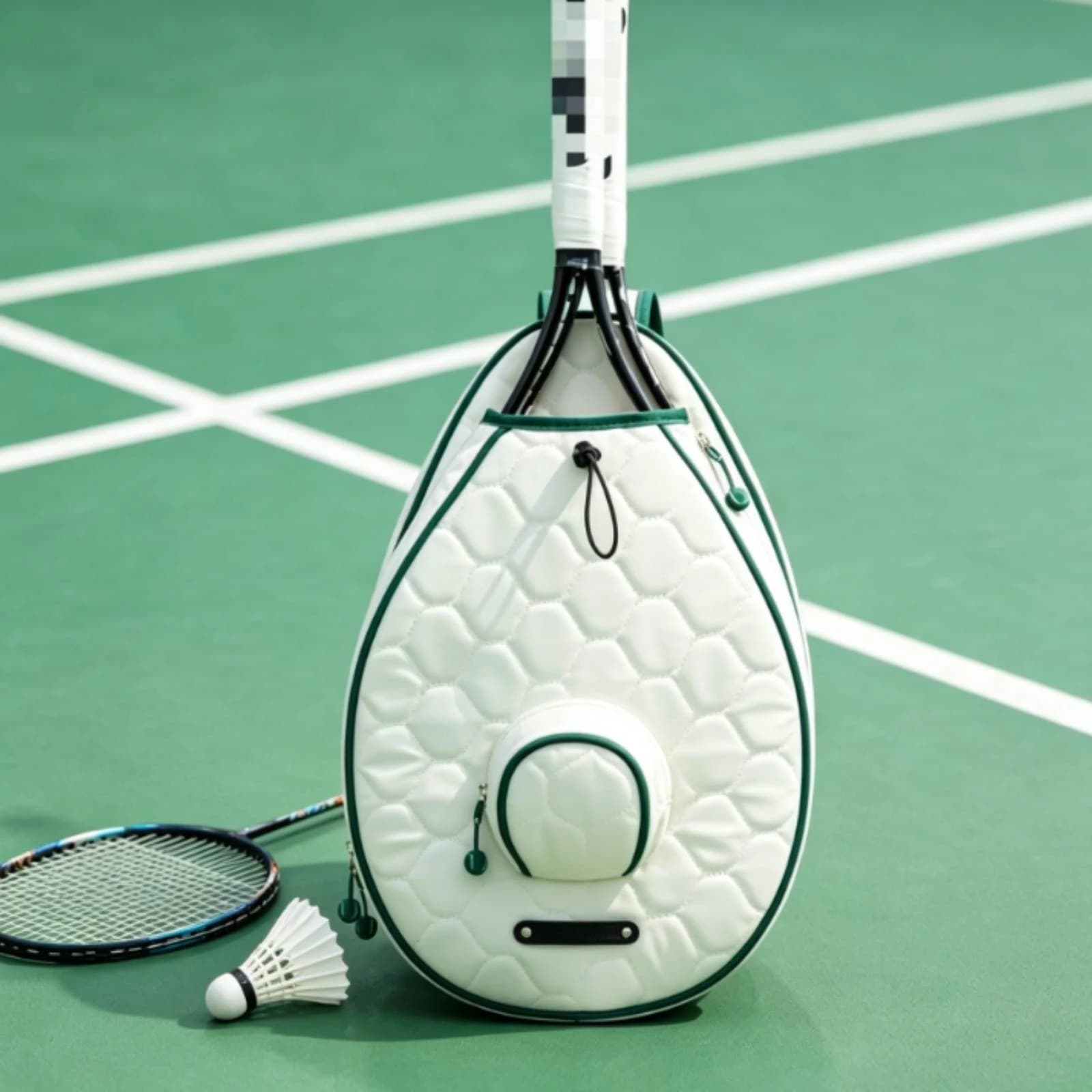 Racket Bag with Front Pocket Quilted Racquet Backpack Tennis Backpack Padded Adjustable for Students, Training, School Sports