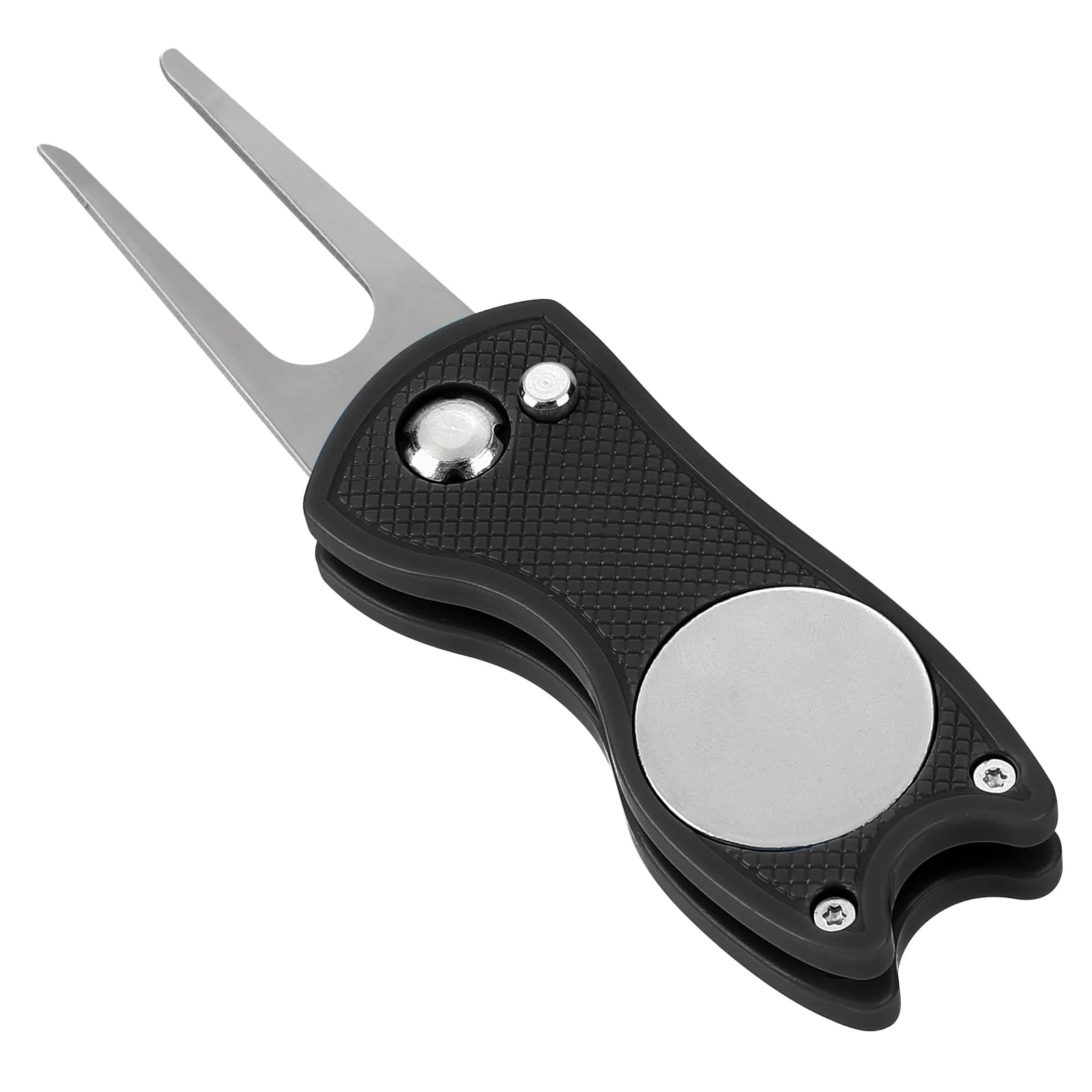 1 Piece Foldable Golf Divot Repair Tool with Ball Marker Portable Pitch Fork Groove Cleaner for Green Maintenance