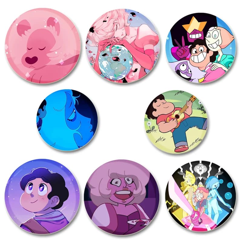 32/44/58mm Rotondo HD Stampa Spille Del Fumetto Steven Universe Anime Distintivo Spille per Zaini Borsa Ornamento Accessorio Fatto A Mano