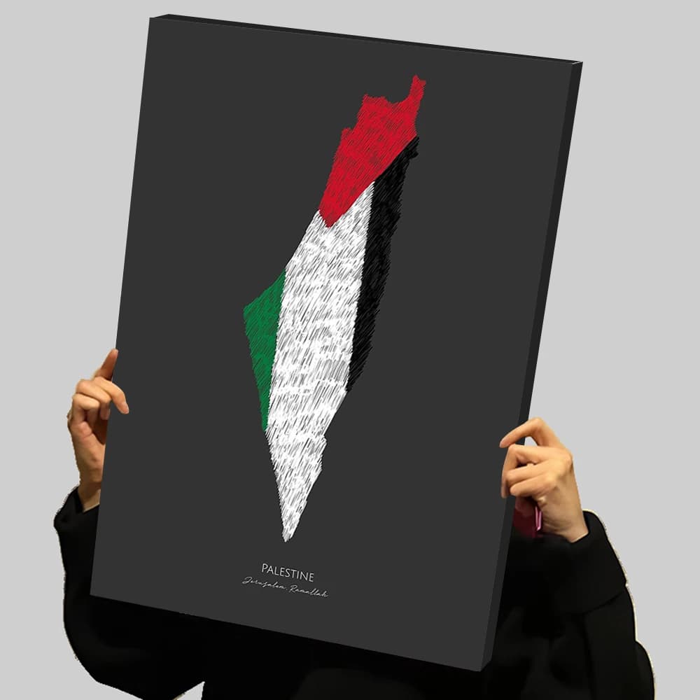PALESTINE FLAG LINE Map Prints Poster Custom Canvas Painting Wall Art Photos for Living Room Decor Decorative Paintings Frames