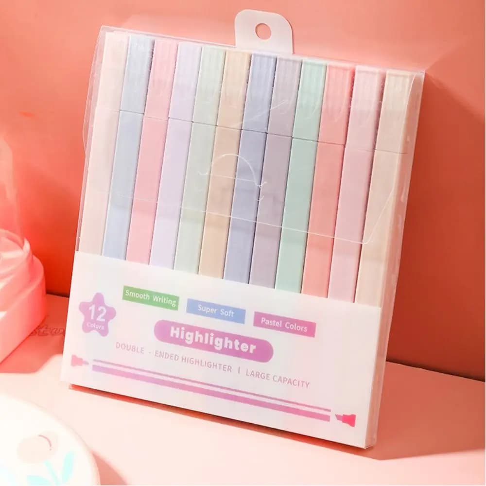 Evidenziatore a punta singola/doppia, nuovo ed estetico, fluorescente, pastello, per ufficio, penna colorata per marcatura