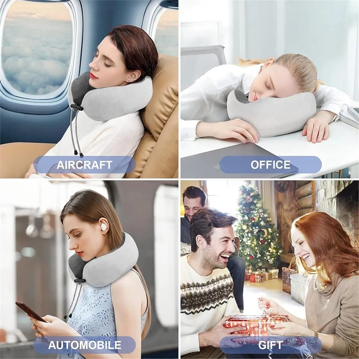 Cuscino da Viaggio A24I/Massaggiatore Elettrico per il Collo con Riscaldamento, Cuscino in Memory Foam per Alleviare il Dolore al Collo, Cuscino di Supporto per il Collo
