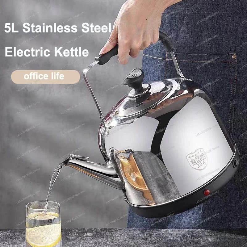 5L Electric Kettle – 304 Stainless Steel Essential Teapot with Fischietto, Automatic Shutdown and Heat Maintenance Function