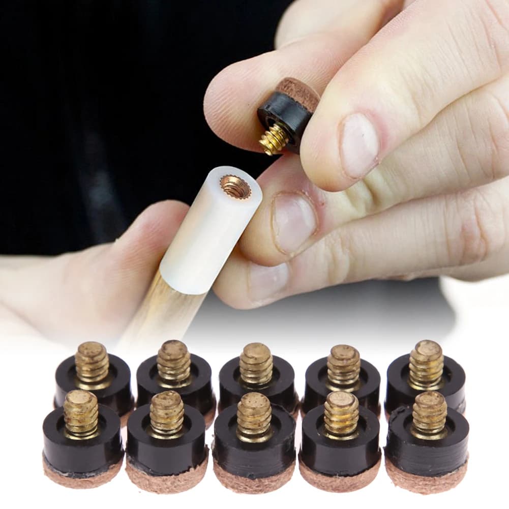 10 pezzi punte per asta da biliardo vite su punte per asta da biliardo da 10mm punte per bastoncini da biliardo di ricambio parti accessori per la riparazione del palo