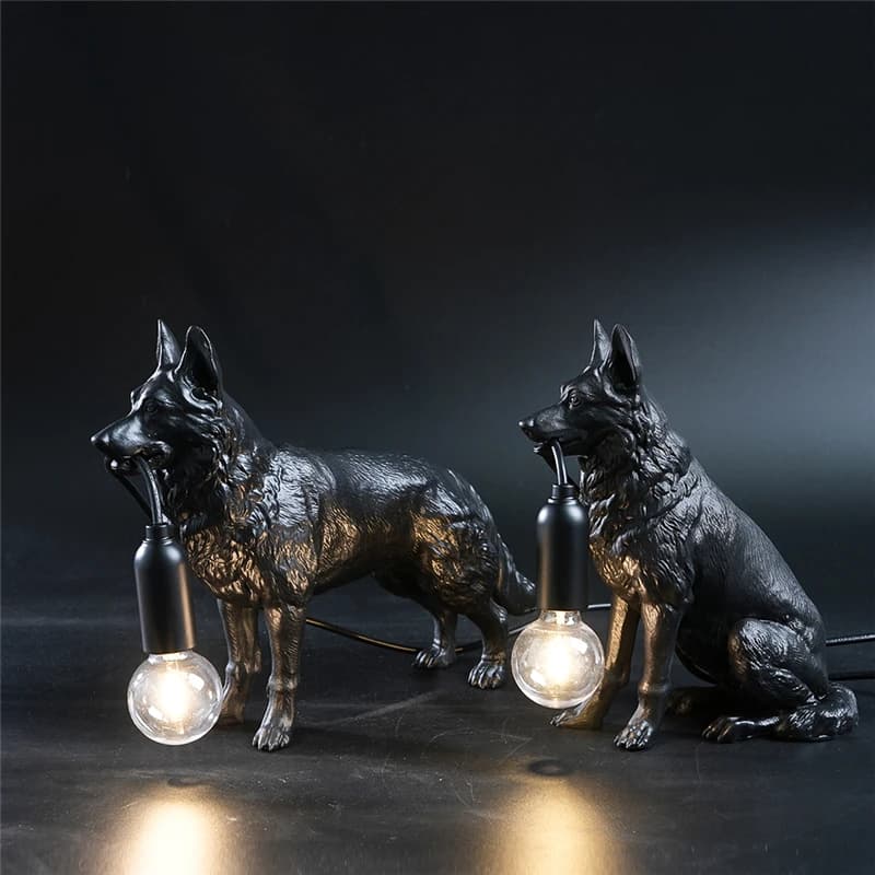 German Shepherd Resin Lamp Nordic Creative Floor Lamps USB Animal Decoration Small Dog Table Light Study Children Room Art Decor