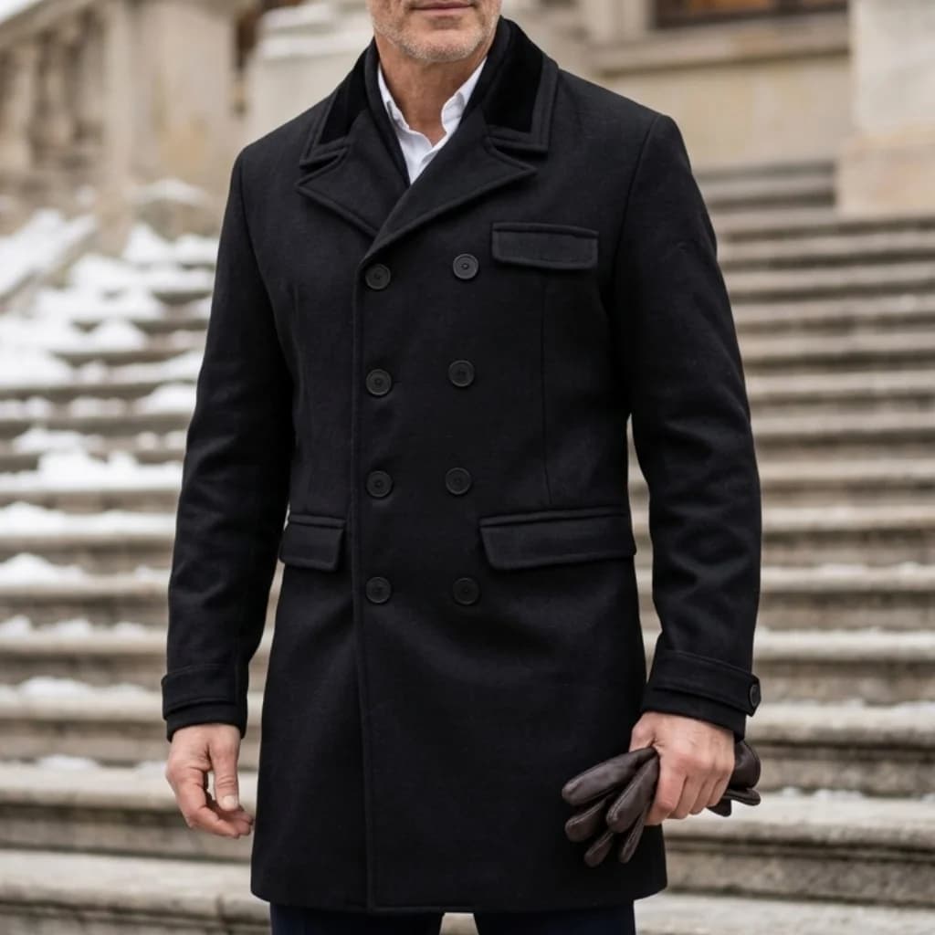 2026 New Men's Autumn Winter Coat Color Contrast Casual Woolen Suit Jacket Double Breasted Wear Trench Coats for Man Winter