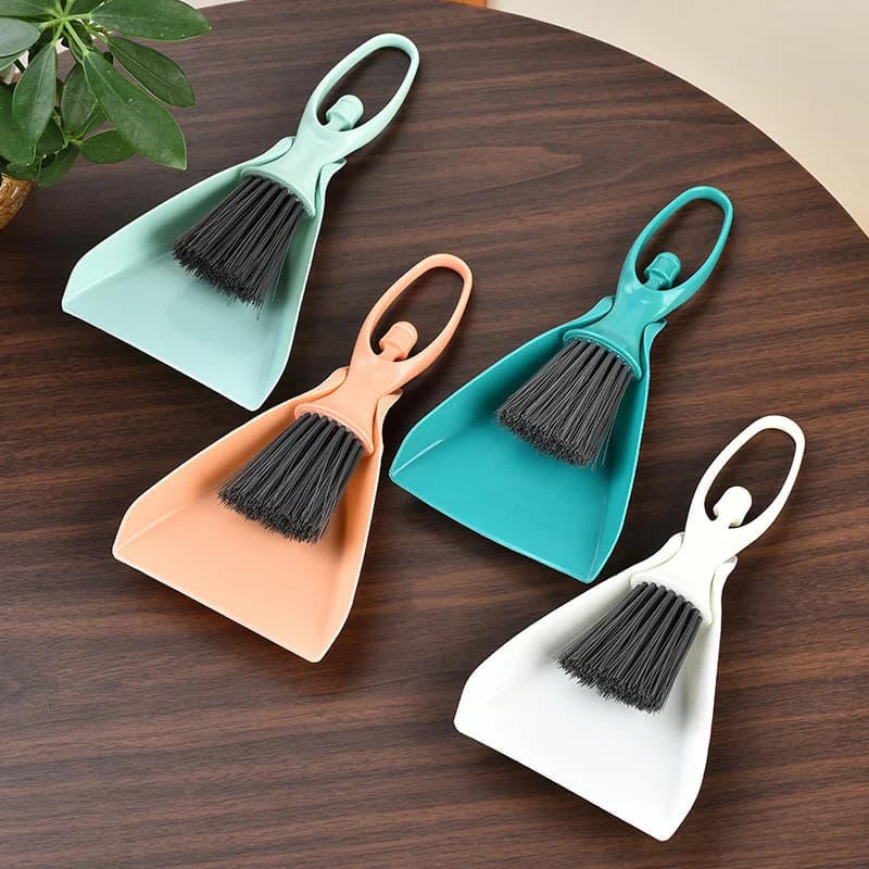Set Mini Scopa e Paletta, Spazzola per Pulizia Scrivania, Strumento per Pulizia Angoli e Cassetti, Spazzola per Pulizia Fessure Domestiche