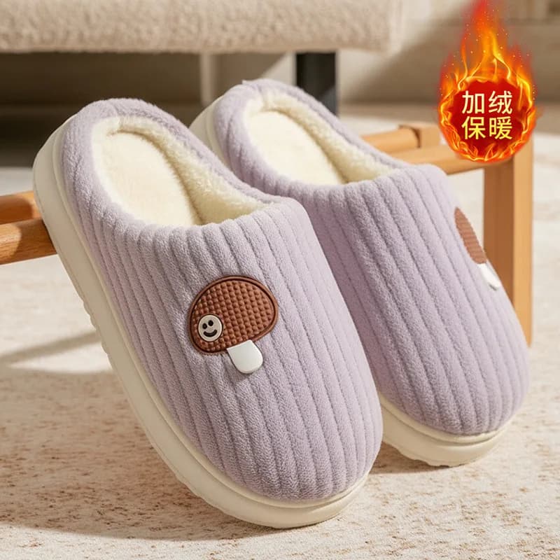 Pantofole invernali da donna - Scarpe da casa in peluche spesse con design a fungo, calde stivaletti antiscivolo per interni/esterni per la stagione fredda