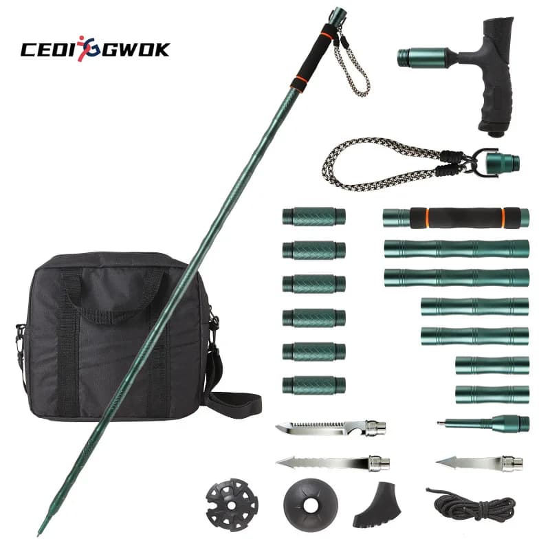CEOI GWOK New Multifunctional Anti Slip Trekking Poles Aviation Aluminum Alloy Outdoor Hiking Mountaineering Gear Walking Stick