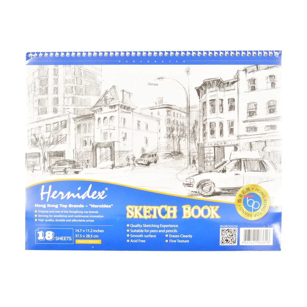 HERNIDEX A3 Sketch Book 285x375mm, Spiral Bound, 18 Sheets Acid-Free Paper for Drawing, Art Portfolio, 4 Open Binding