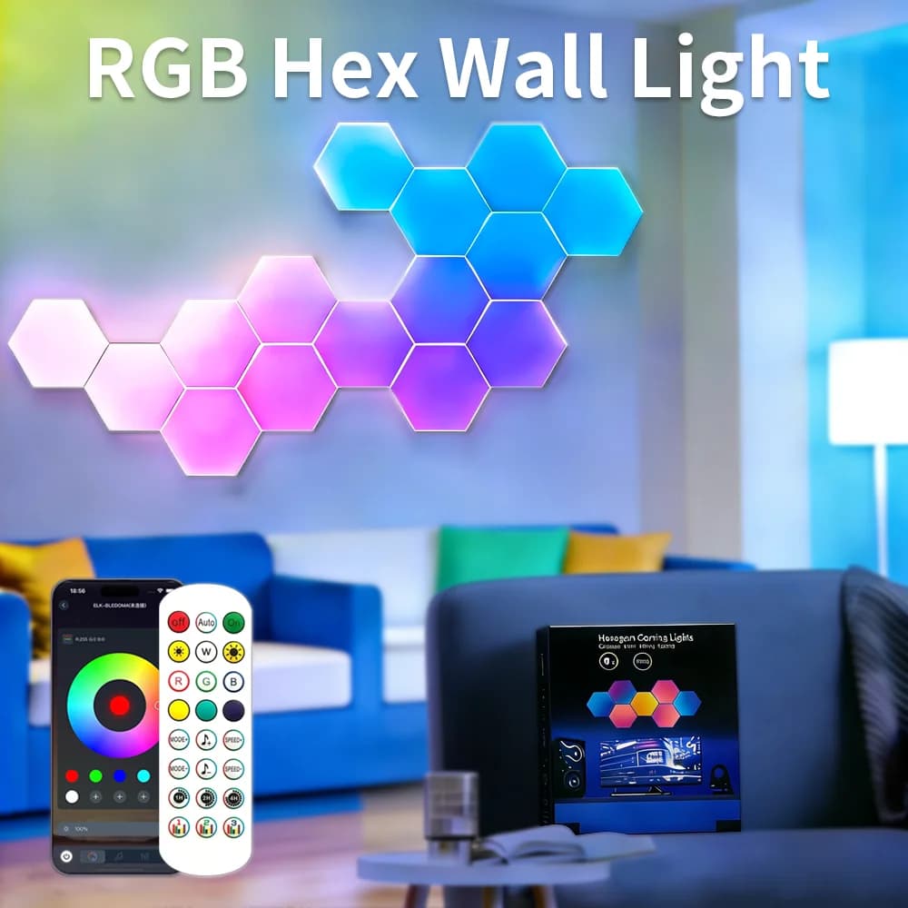 Luce LED da Parete Esagonale RGB 5V, Sincronizzazione Musicale, Luce Notturna WiFi Compatibile con Alexa e Google Assistant, Decorazione per Feste di Natale e Halloween, Regalo