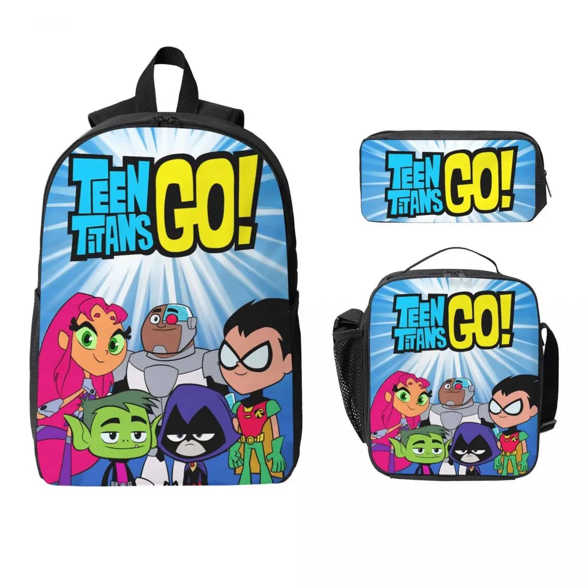 Teens Titans Go Beast Boy Kids Backpack Lunch Box Pencil Boxes for Boys Girls Backpacks School bag Bookbag Set