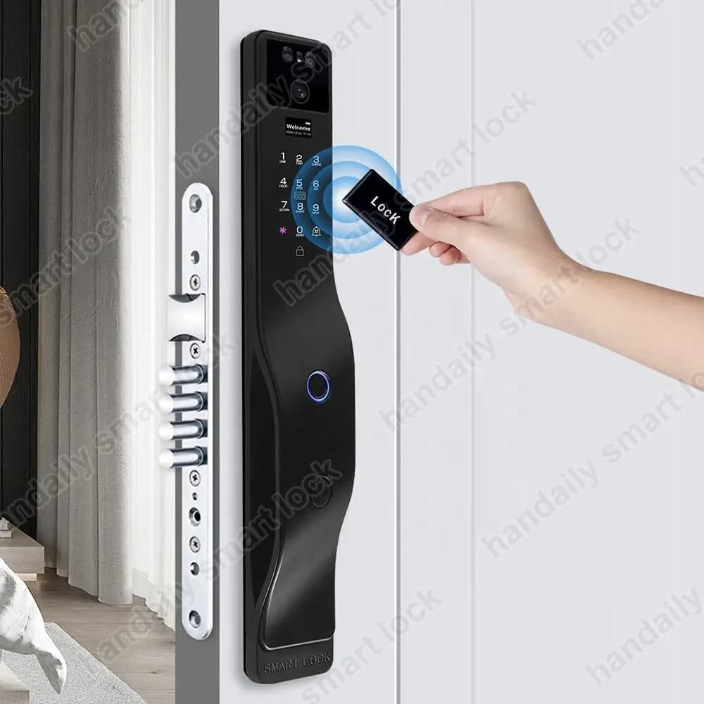 Serratura Intelligente con Riconoscimento Facciale, Wi-Fi, Impronta Digitale, Telecamera e Controllo Tuya per Casa