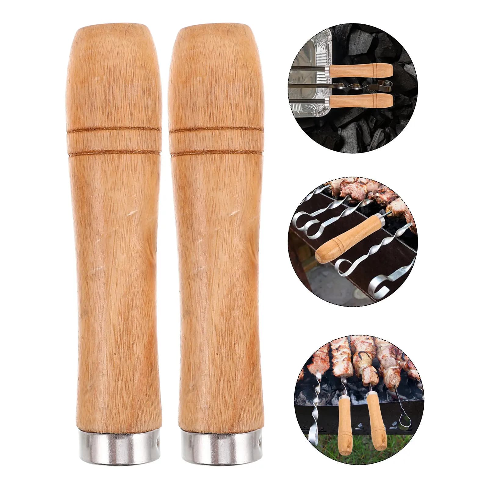 20pcs Barbecue Skewer Handles Bbq Grill Short Handle Replacement Barbecue Fork Kabob Skewer Anti-Scalding Grip 4mm Hole Dia
