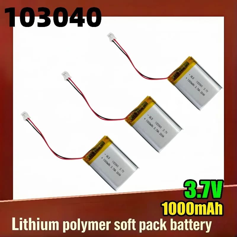 Batteria salvavita per mini proiettore, batteria ai polimeri di litio 103040 3,7 V/1000 mAh, riproduzione continua per 3 ore.