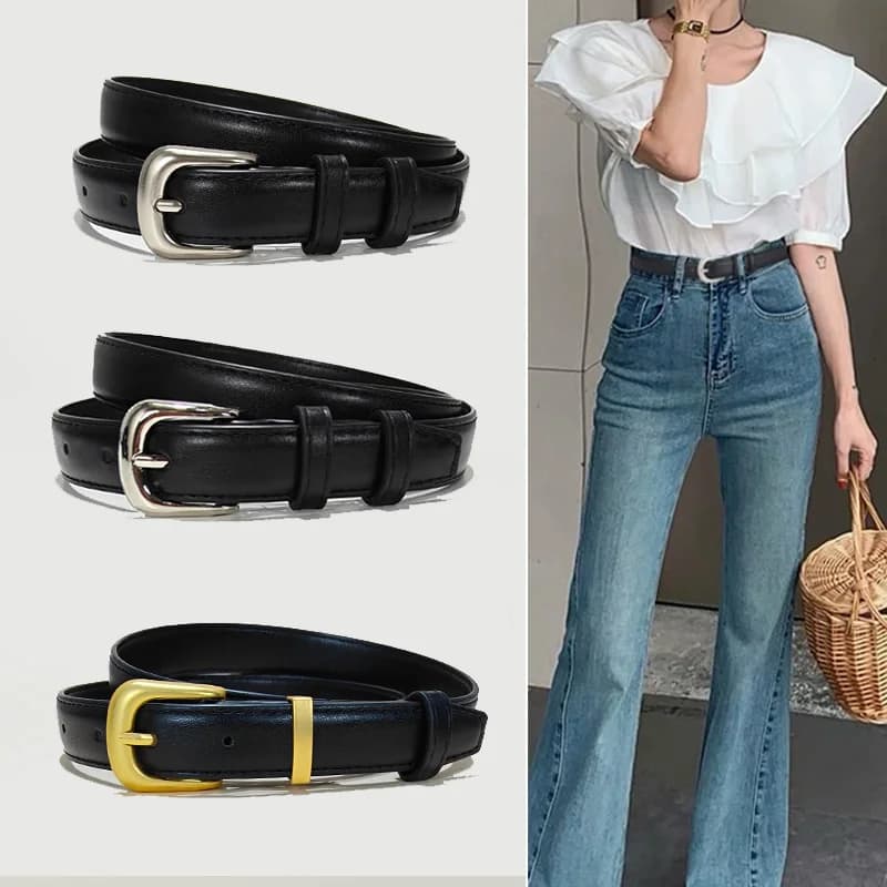 1 pezzo Cintura nera Moda femminile semplice Cintura decorativa per jeans adatta per l'uso quotidiano e l'uso Cintura casual per studenti