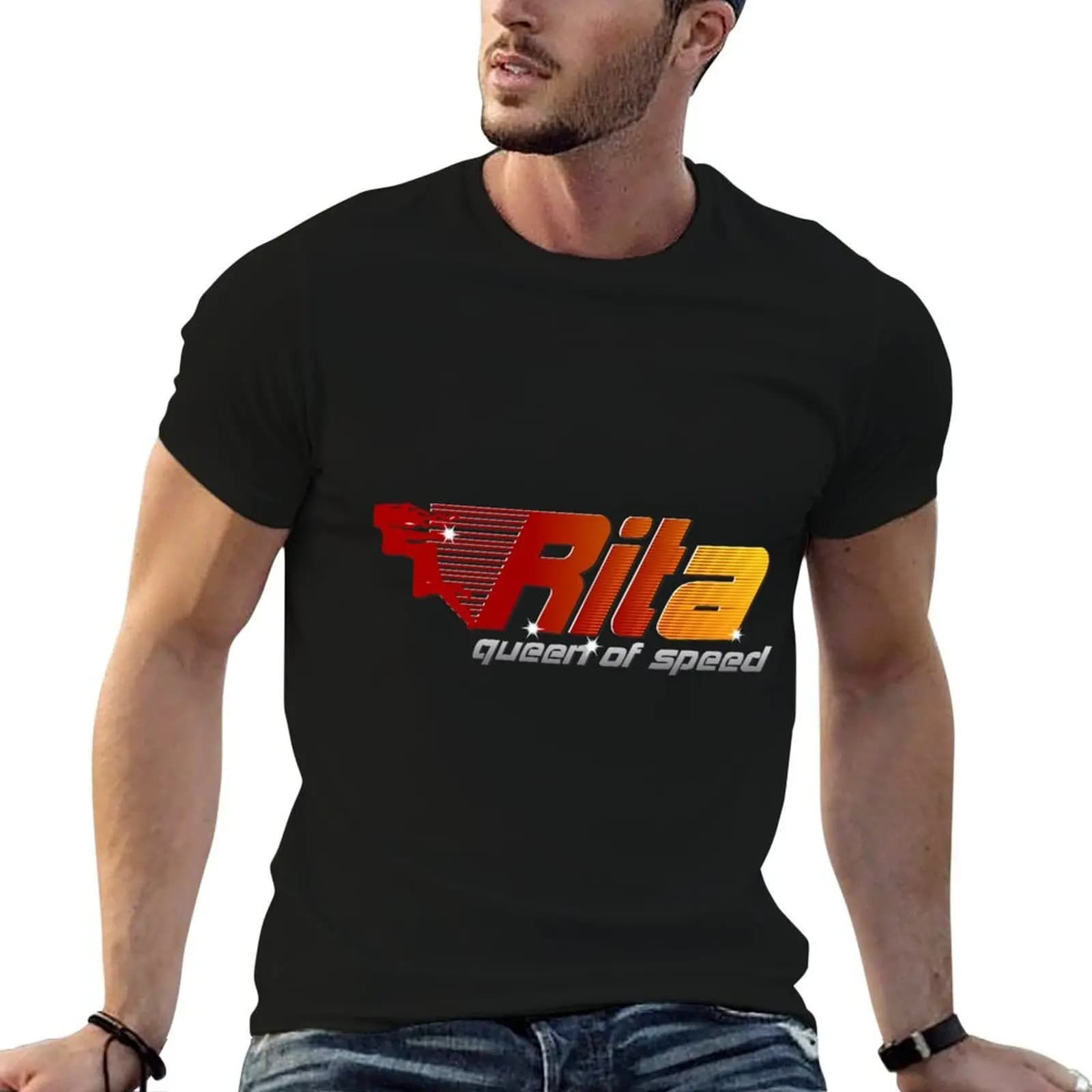 T-shirt Rita the Queen of Speed, magliette stampate per uomo, magliette da uomo in cotone, maglietta da uomo di lusso