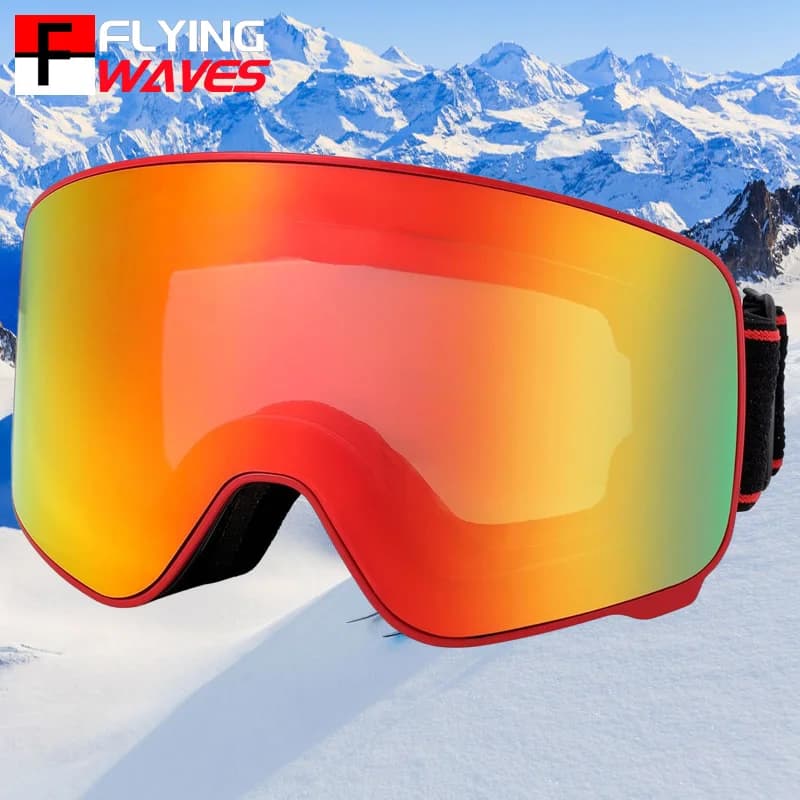 Occhiali da sci per bambini con montatura grande OTG Occhiali da snowboard da neve Lente antiappannamento HD a doppio strato per ragazzi e ragazze 5-14 anni