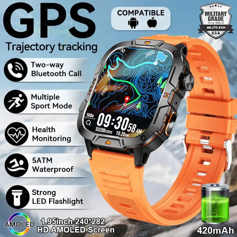 2025 Per Xiaomi Originale Built-in Dual-band GPS Uomini Smartwatch BT Chiamata Fitness Militare 5ATM IP68 Militare Sport Braccialetto Intelligente