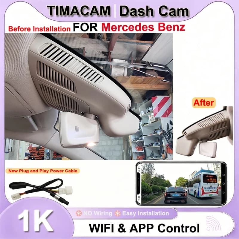 TIMACAM 1080P Wifi Plug and Play Dash Cam for Mercedes Benz GLE w167 c292 GLS x166 GLE 350 400 450 500 43 53 63 2019 2020 2021