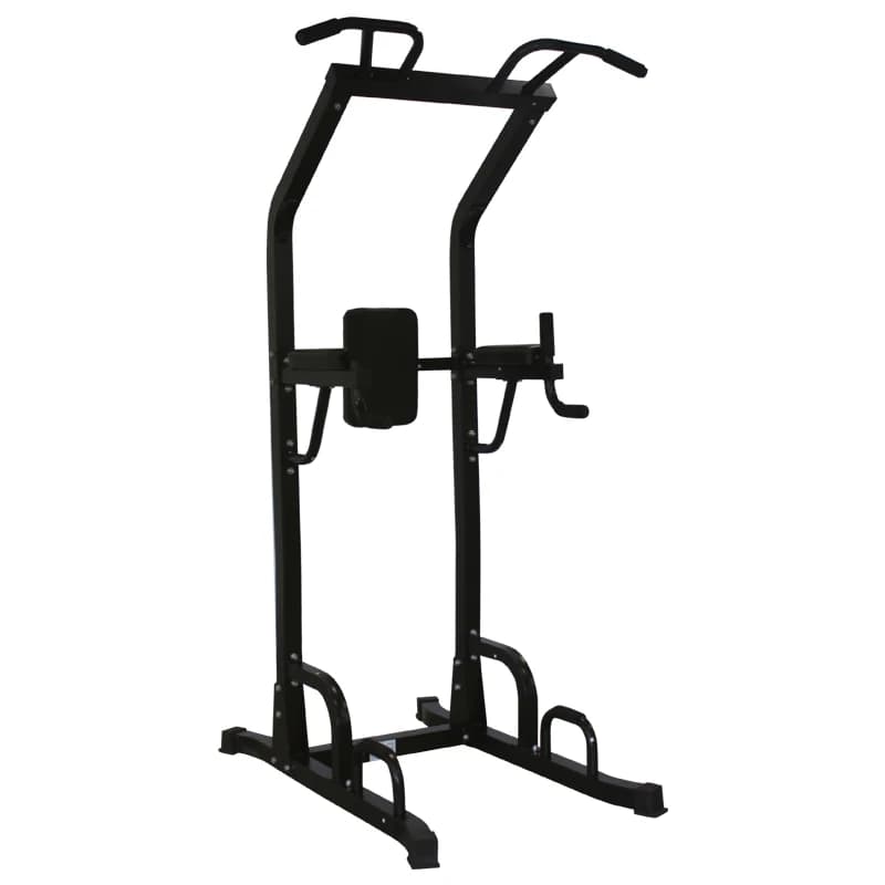 td- Power Tower Station with Push up Bars Pull up Dip Bar Upper Body Strength Training Fitness Equipment Steel Frame Black*