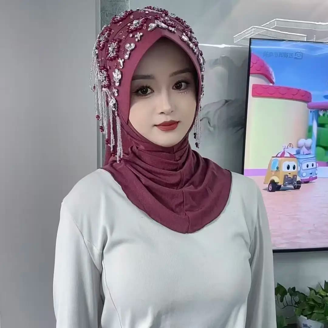 Abaya Hijab Women's Scarf Muslim in Pizzo with Nappe di Lusso, Foulard by Prayer Malaysia Kufi Islam Saudi Arabia Turbante 05525