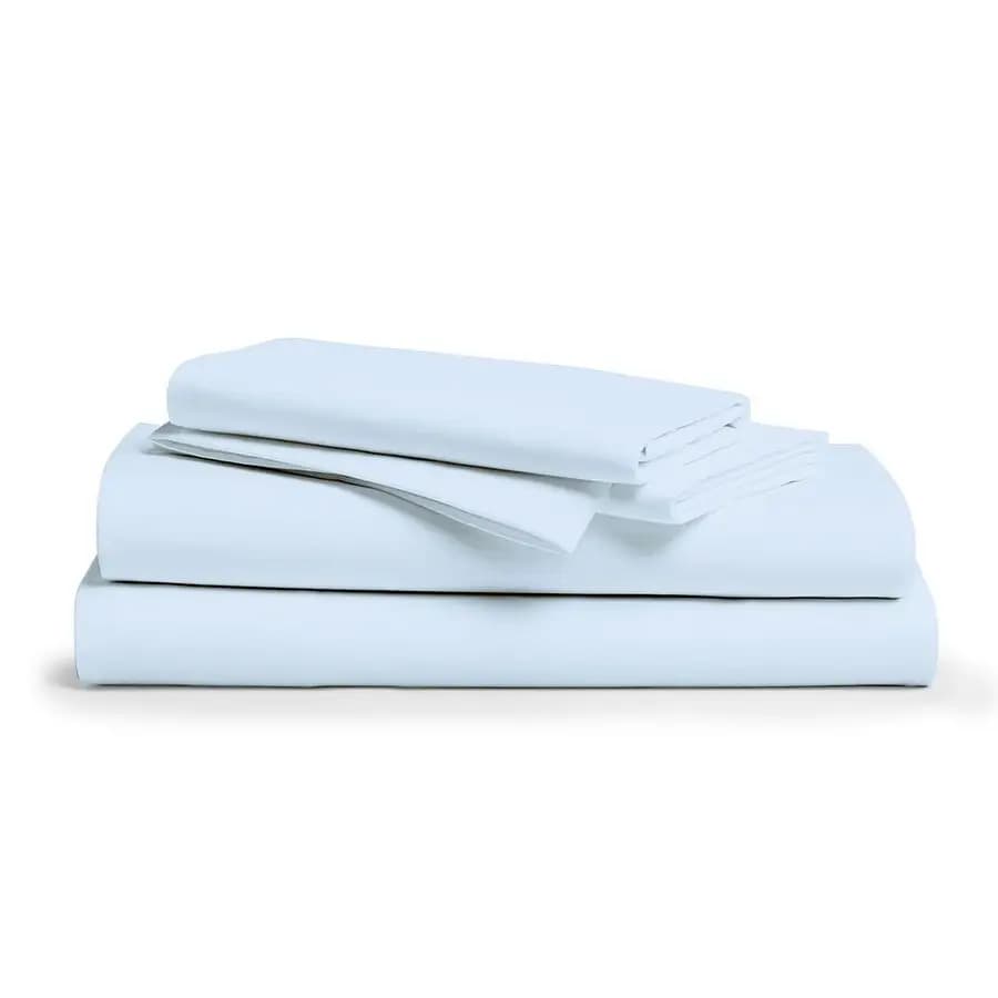 100% Egyptian Cotton Bed Sheet Set for California King Bed, 4 Pieces, 600 Strands, Clear Blue, Refreshing, 16